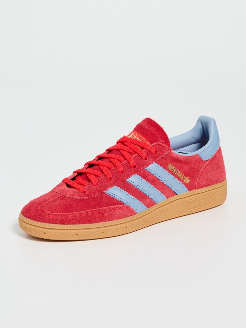Women’s Red Adidas Spezial Sneakers with Light Blue Stripes - Picture 7 of 7